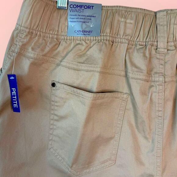 Catherines Comfort Waist Straight Pants Stretch Plus Size 1XWP Petite Khaki NWT - Picture 8 of 12